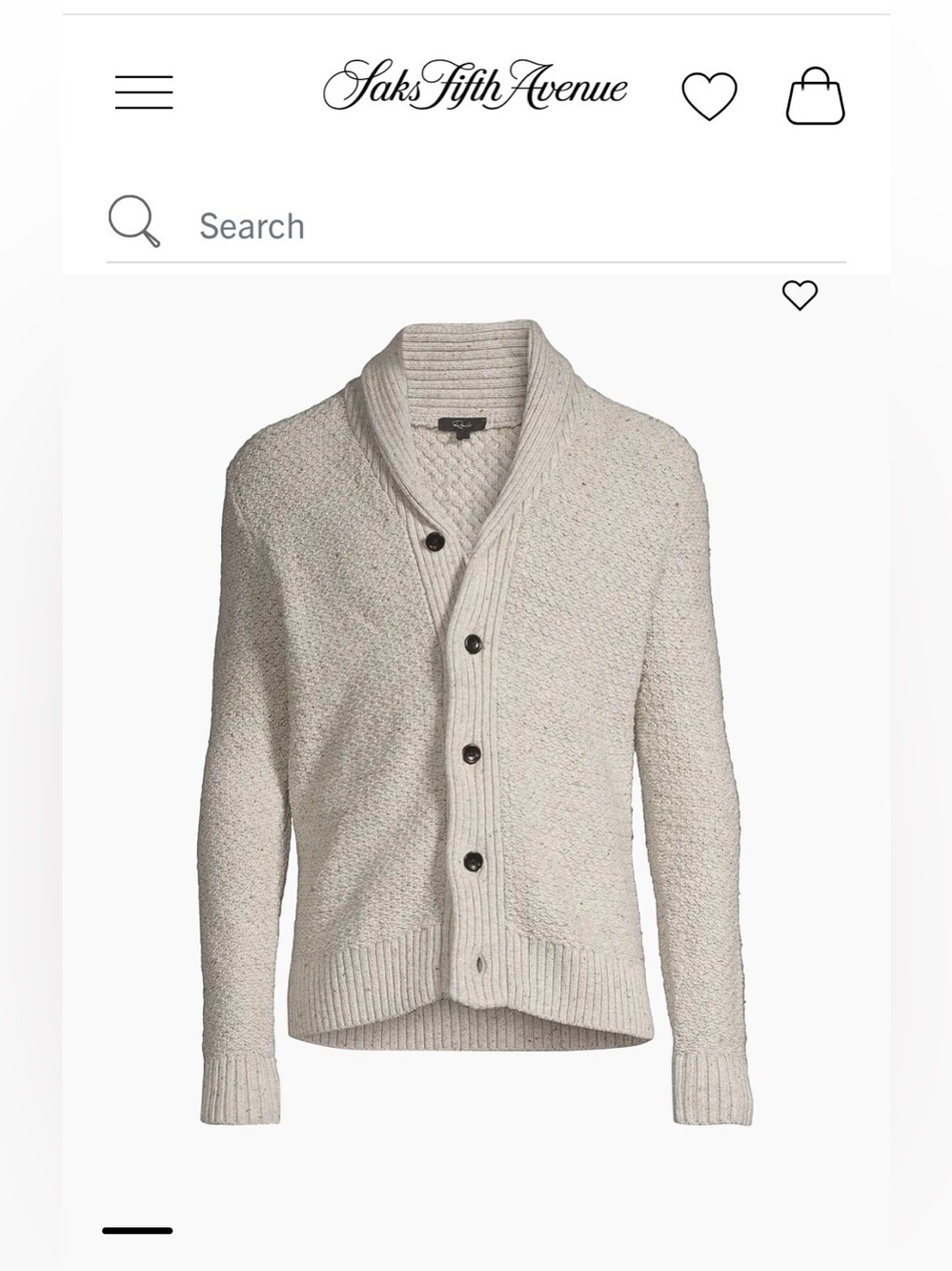 RAILS — Men’ Shepley Knit Shawl Collar Cardigan, size Medium